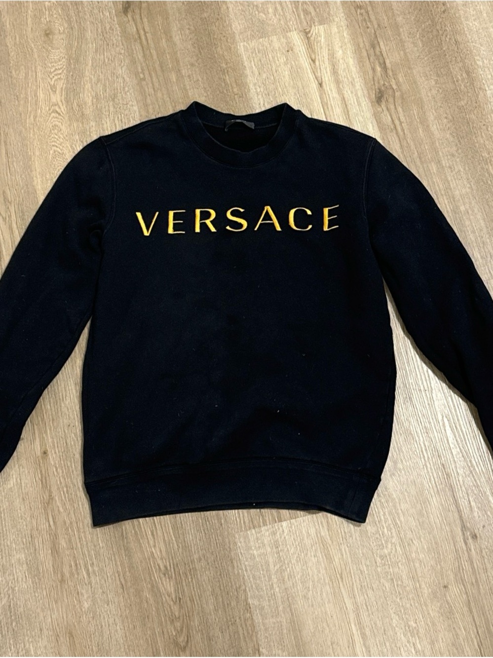 Versace Black Crewneck Sweatshirt with Gold Logo